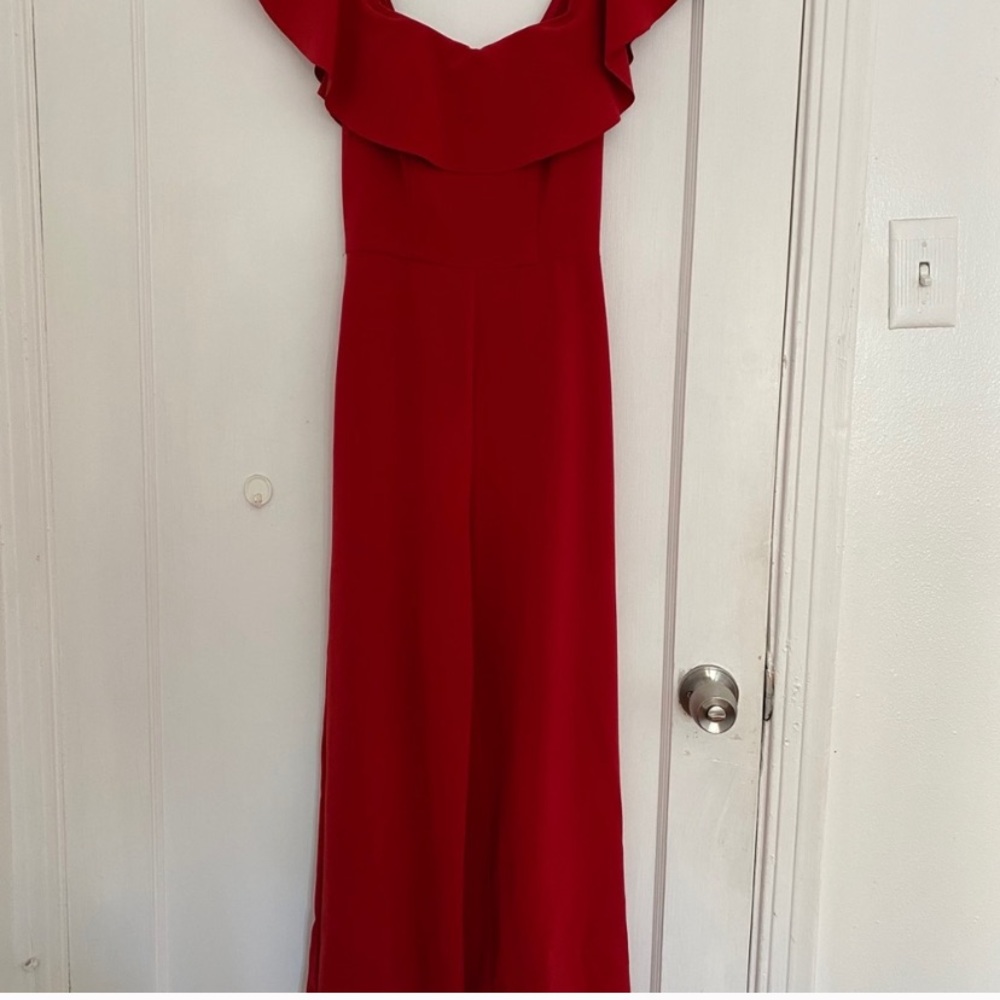 NWOT ShortSleeve /OffShoulder Red Romper Jumpsuit